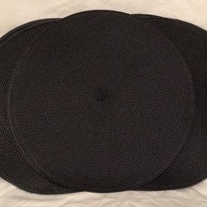 Round Woven Placemats Black (Set of 8) 14.75”
